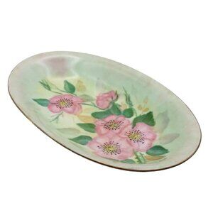 Vintage Hand-Painted Floral Oval Porcelain Dish Tirschenreuth Bavaria Germany